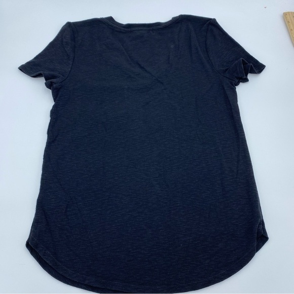 Marled V Neck Black Short Sleeve T Shirt- Small - Picture 2 of 6